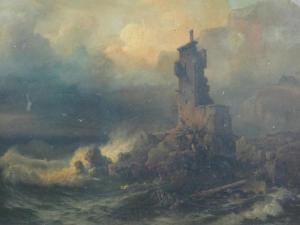 CHAMBERS George Hyde,shipwreck scene with figures clinging to rocks und,Peter Francis 2017-05-31