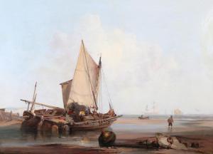CHAMBERS George Hyde,The South Coast with beached fishing boats waiting,Morphets 2022-09-08