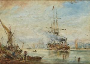 CHAMBERS George William Crawford 1829-1878,Shipping scene in an estuary,1860,Rosebery's 2021-07-20