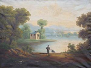 CHAMBERS Thomas 1808-1869,MAN WITH DOG IN AND EXTENSIVE RIVER LANDSCAPE,William Doyle US 2004-04-27