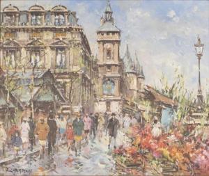 Champeaux Anne 1900,Marche aux Fleurs (Flower Market),John Moran Auctioneers US 2017-08-08