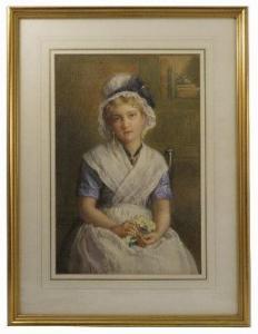 CHAMPION H 1868-1885,Portrait of girl holding primroses,1975,Serrell Philip GB 2017-03-09