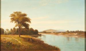 CHAMPNEY Edwin G,Landscape with Cattle and Figures Sitting by the R,1869,Skinner 2024-03-06