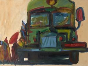 CHAN SU Nyein 1973,figures boarding a green bus,2018,Rosebery's GB 2020-07-28