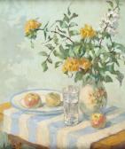 CHANET Paulette 1952,Stilleven met bloemen en fruit,Hessink's Veilingen NL 2007-06-09