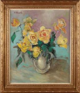 CHANET Paulette 1952,Vaas met gele rozen,Twents Veilinghuis NL 2020-04-23