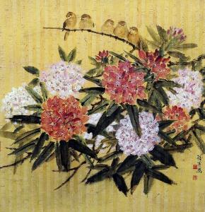 Chang Chien ying 1909-2003,Rhododendron and Two Birds,Rowley Fine Art Auctioneers GB 2018-09-11