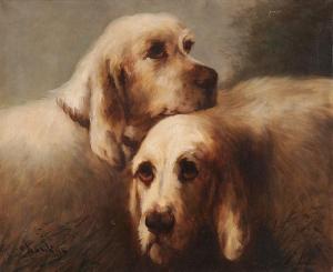CHANTIN 1800-1900,Portrait zweier Setter-Hunde,Fischer CH 2014-11-26