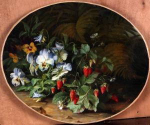 CHANTRE Fleury 1806,Nature morte aux fleurs et fraisiers,1853,Libert FR 2019-04-03