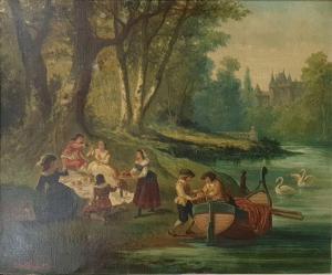CHANTRELLE Lucien 1890,Pique-nique dans le parc d'un château,1893,Rossini FR 2020-02-14