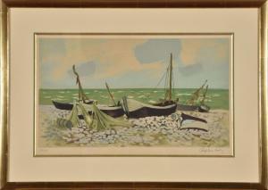 CHAPELAIN MIDY Roger 1904-1992,Barques sur la grève,Conan-Auclair FR 2023-10-28