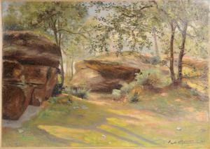 CHAPERON Émile 1868-1946,Rocher en forêt (Fontainebleau?),EVE FR 2015-03-12
