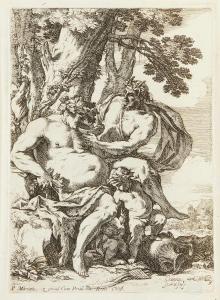 CHAPERON Nicolas 1612-1656,Bacchus, a Satyr and Putti,1640,Uppsala Auction SE 2025-03-18