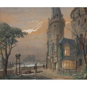 CHAPERON Philippe Marie,Projet de décor avec la tour de Nesle: "Le roi s\’,1902,Tajan 2019-10-01