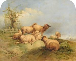 CHAPMAN John Watkins 1853-1903,Sheep grazing and at rest in the summer pasture,Tennant's 2022-03-19
