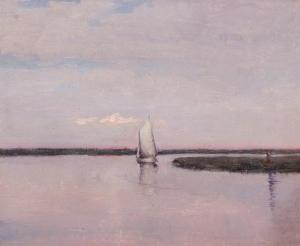 CHAPMAN Minerva Josephine 1858-1947,Sailboat at Dusk,Shannon's US 2018-04-26