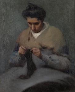 CHAPMAN Minerva Josephine 1858-1947,Woman Knitting,John Moran Auctioneers US 2017-03-21