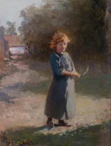 CHAPMAN Minerva Josephine 1858-1947,YOUNG GIRL WITH FEATHER,1899,Potomack US 2022-01-27