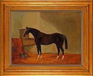 CHAPMAN W.R,A bay horse and a terrier in a stable,1879,Bonhams GB 2011-03-30