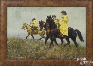 CHAPMAN WES 1929,scene of three cowboys on horseback,Pook & Pook US 2018-09-15