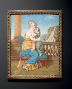 CHAPON Hippolyte 1790-1838,Portrait d'une mère et son enfant devant une co,1820,Binoche et Giquello 2019-11-29