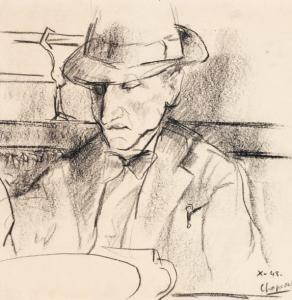 CHAPOVAL Youla, Jules 1919-1951,Homme au chapeau,1943,Pierre Bergé & Associés FR 2011-06-09