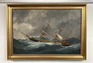 CHAPPELL Reuben 1870-1940,ship on stormy seas,Henry Adams GB 2024-10-17