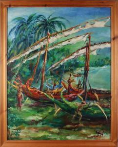 CHAPPIE S 1941,Balinese fishing boats on beach,Twents Veilinghuis NL 2017-04-14
