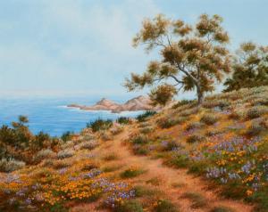 Chapple David,Landscape with wildflowers and trees along the coa,John Moran Auctioneers 2023-11-14