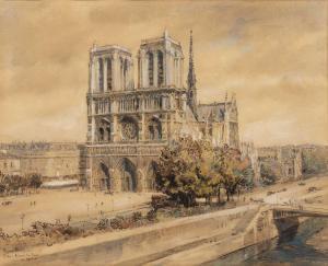 CHAPUIS Pierre 1863-1942,Notre-Dame de Paris en 1910,Mallams GB 2022-07-17