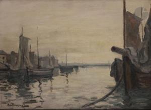 CHAPUY André 1885-1941,Barques, bassin du Havre,Ader FR 2021-01-26