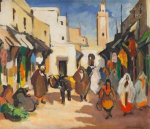 CHAREYRE Louis J 1900-1900,Rue animée au pied de la mosquée,1957,Gros-Delettrez FR 2020-12-13