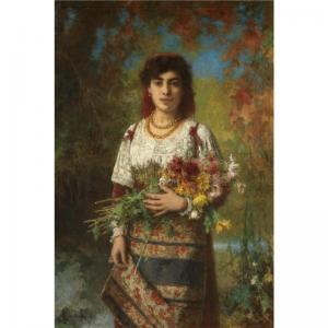 CHARLAMOW Aleksiej Alieksiejewicz 1840-1925,GYPSY GIRL WITH FLOWERS,1907,Sotheby's GB 2007-11-27