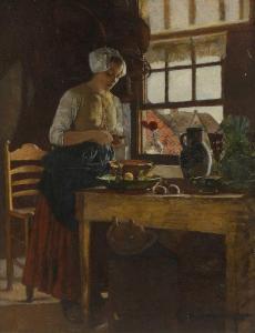CHARLEMONT Eduard 1848-1906,Preparing vegetables at the kitchen window,Sworders GB 2023-04-04