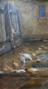 CHARLEMONT Hugo 1850-1939,Poultry in the Farmyard,Theodore Bruce AU 2023-11-27