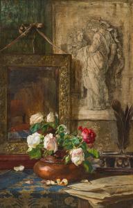 CHARLEMONT Hugo,Stillleben mit Rosen in einer Kupfervase,1914,im Kinsky Auktionshaus 2023-11-28