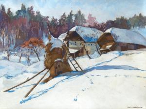 CHARLEMONT Lilly 1890-1975,A haystack in winter,Palais Dorotheum AT 2022-09-28