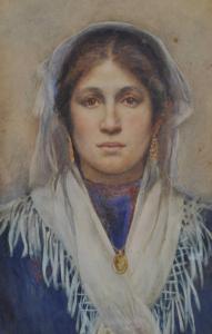 CHARLES J.F 1900-1900,Head and shoulders portrait of a girl,Burstow and Hewett GB 2011-07-20
