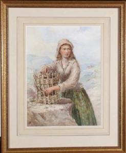 CHARLES William,A young woman holding a wicker basket,Anderson & Garland GB 2008-03-11