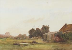 CHARLESWORTH Sam 1800-1900,DROVER WITH COWS IN A FARMYARD,1923,McTear's GB 2018-04-01