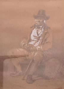 CHARLET Nicolas Toussaint 1792-1845,Homme assis au chapeau,Rossini FR 2023-04-13