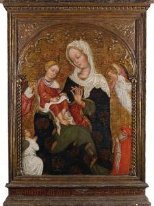 CHARLIER DI FRANCIA Jean, Giovanni 1404-1432,The Madonna and Child with angels and a maledo,Bonhams 2008-12-03