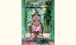CHARLON Léon Paul,« Jeune femme assise sur un balcon donnant sur la ,Lombrail - Teucquam 2006-04-26