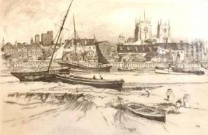 CHARLTON Edward William 1859-1935,Three etchings coastal settlements,David Lay GB 2013-08-09
