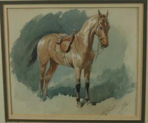 CHARLTON John 1849-1917,A favourite chestnut hunter, sidesaddled,1908,Reeman Dansie GB 2022-08-09