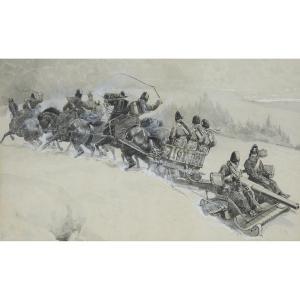 CHARLTON John 1849-1917,TROOPS IN SLEIGHS,Waddington's CA 2023-02-02