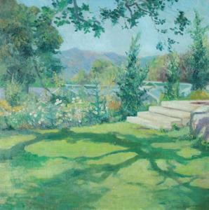 CHARLTON TAYLOR E,IMPRESSIONISTIC VIEW OF BACKYARD GARDEN WITH FLOWERS,Sloans & Kenyon US 2013-02-16