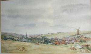CHARLTON Watson 1900-1900,landscape with windmill and village,Dreweatt-Neate GB 2005-08-04