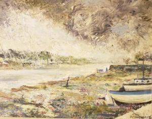 CHARNOTET Jean 1930-1978,Boats on the Bank of a River,Mealy's IE 2013-04-29