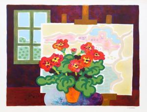 CHARON Guy 1927-2021,Red Flowers with Painting,1977,Ro Gallery US 2024-02-07